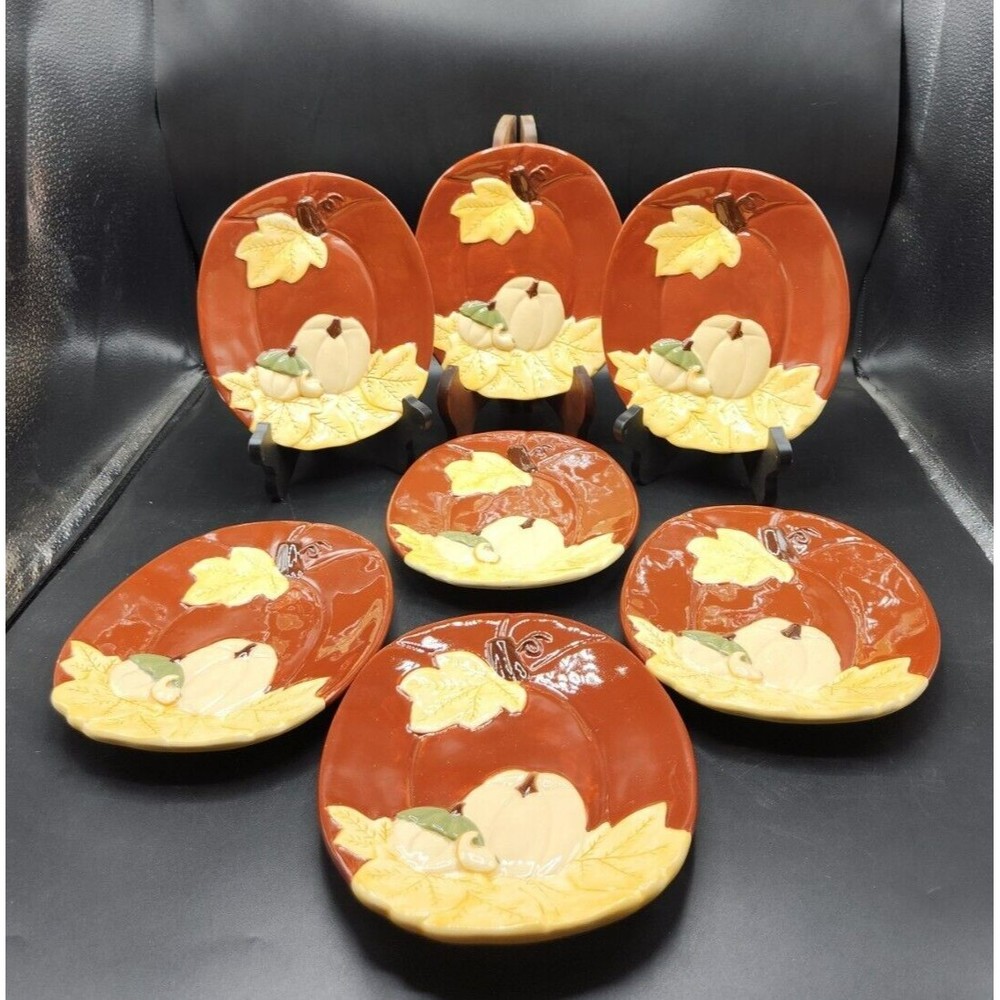 7 Fall Autumn  Harvest Oval Appitzer Dessert Plates  Essential Home